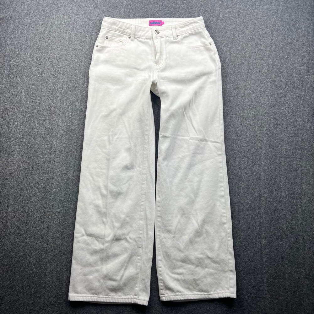 Edikted Wide Leg Jeans Womens S White Fits 28x30 High Waisted Denim Pants